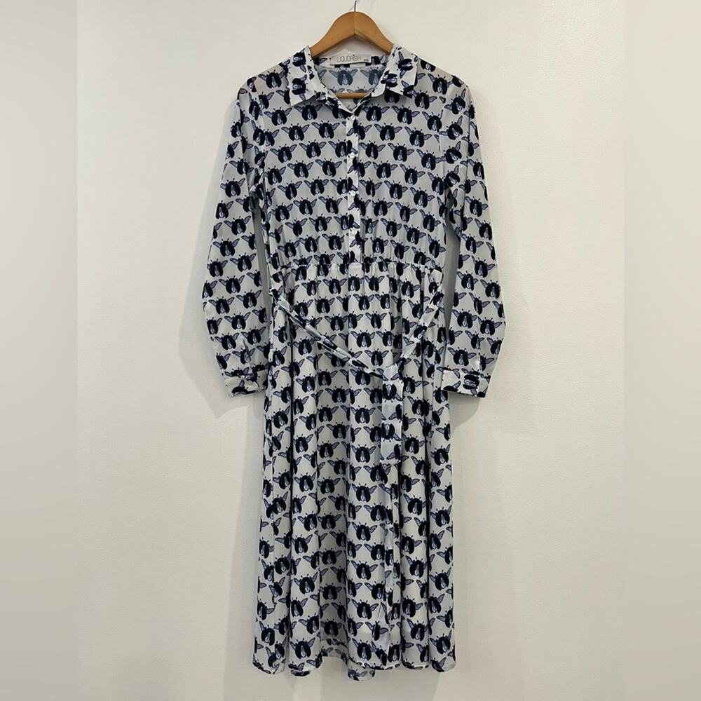 Liquorish Long Sleeve Beetle Print Tie Waist‎ Dress 8 Teacher Scientist
